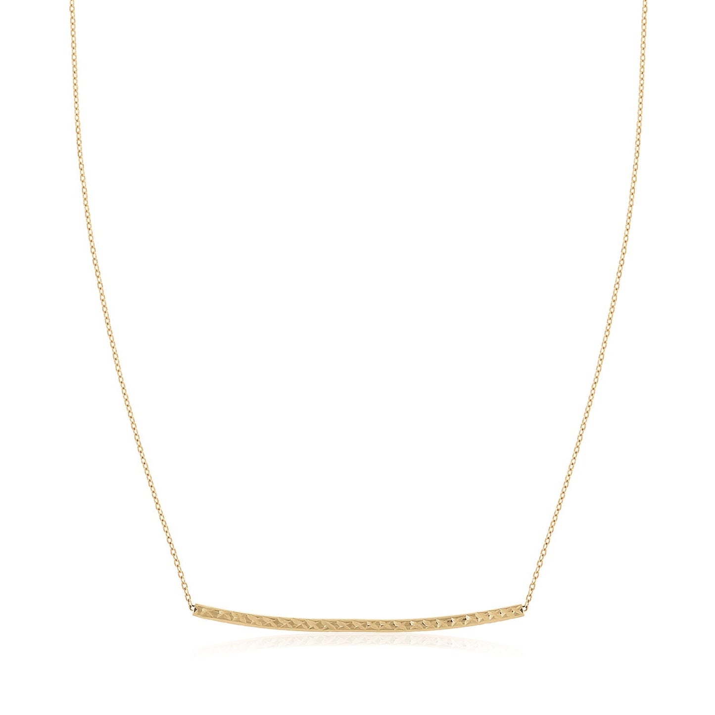 14k Yellow Gold Thin Textured Bar Necklace-Teresa&#39;s Fashionista LLC