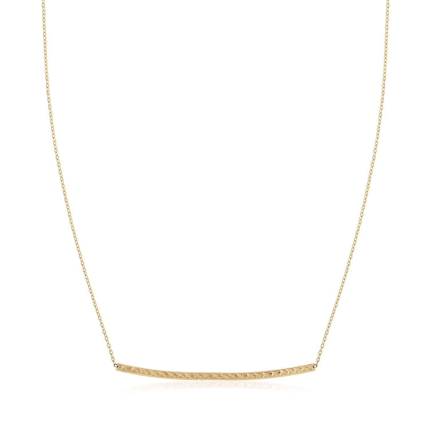 14k Yellow Gold Thin Textured Bar Necklace-Teresa&#39;s Fashionista LLC