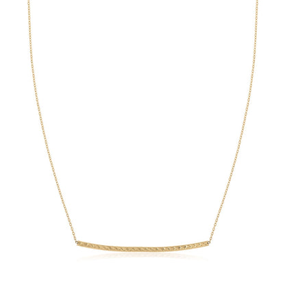 14k Yellow Gold Thin Textured Bar Necklace-Teresa&#39;s Fashionista LLC