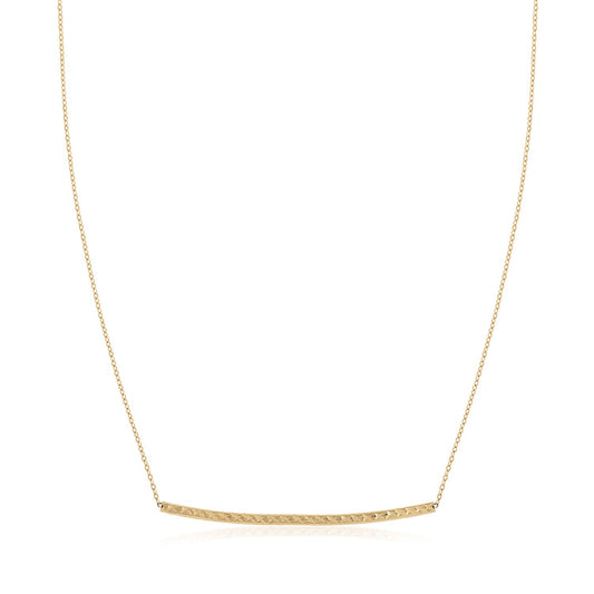 14k Yellow Gold Thin Textured Bar Necklace-Teresa&#39;s Fashionista LLC