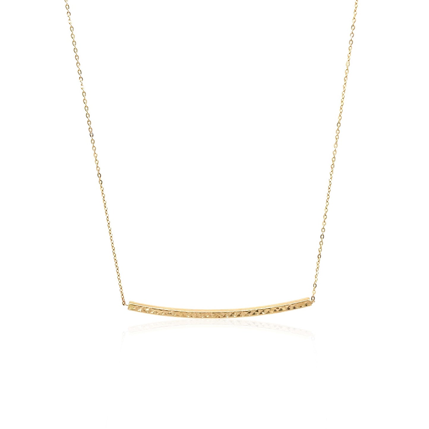 14k Yellow Gold Thin Textured Bar Necklace-Teresa&#39;s Fashionista LLC