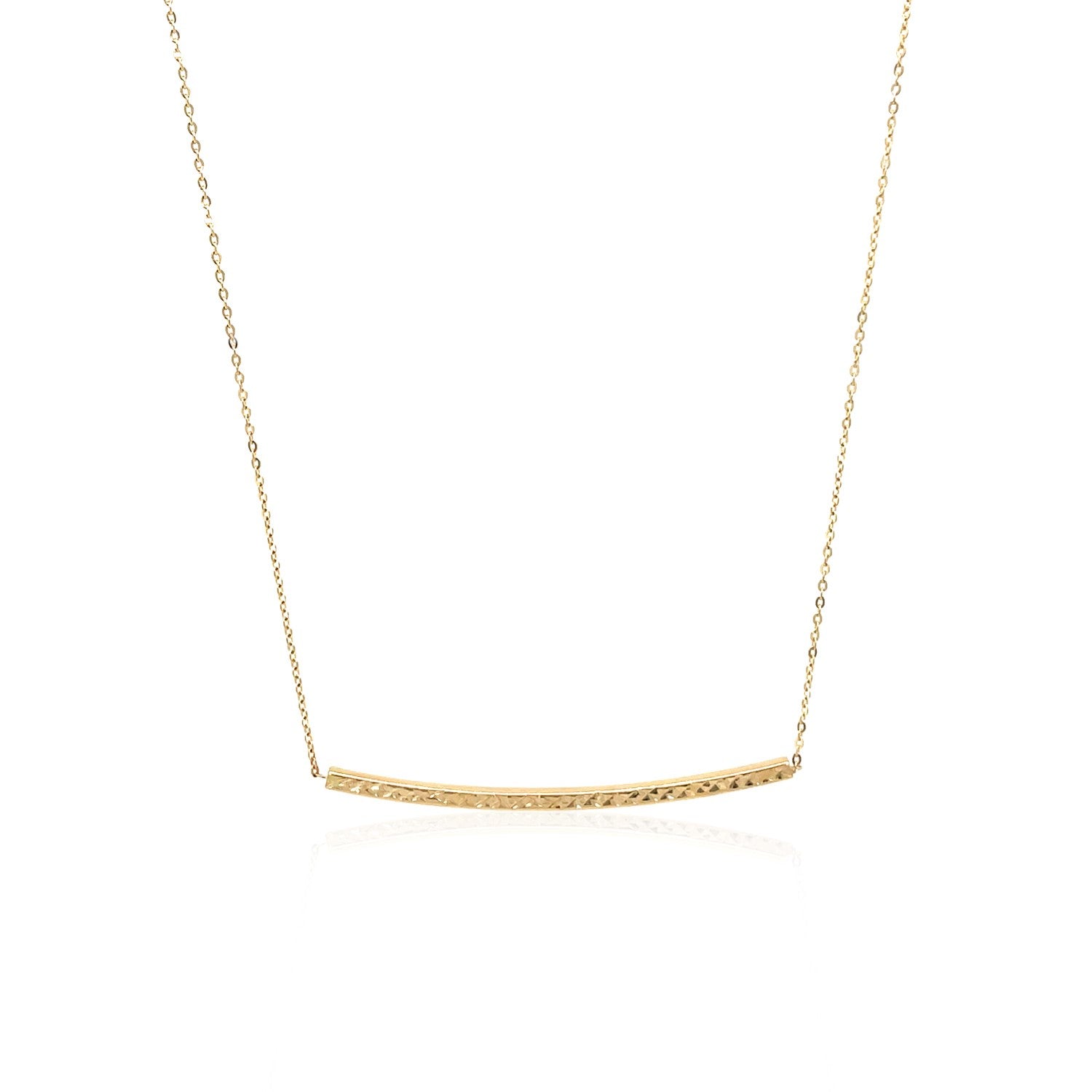 14k Yellow Gold Thin Textured Bar Necklace-Teresa&#39;s Fashionista LLC