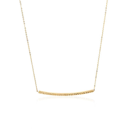 14k Yellow Gold Thin Textured Bar Necklace-Teresa&#39;s Fashionista LLC