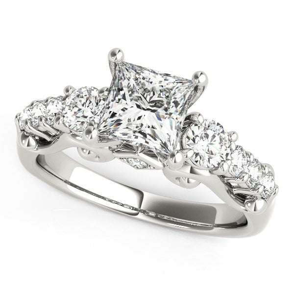 14k White Gold 3 Stone Antique Design Diamond Engagement Ring (1 3/4 cttw)-Teresa&#39;s Fashionista LLC