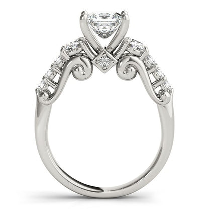 14k White Gold 3 Stone Antique Design Diamond Engagement Ring (1 3/4 cttw)-Teresa&#39;s Fashionista LLC