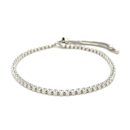 Adjustable Tennis Style Bracelet with Cubic Zirconia in Sterling Silver (4.00 mm)-Teresa&#39;s Fashionista LLC