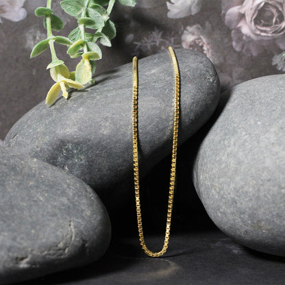 18k Yellow Gold Classic Box Chain (1.40 mm)-Teresa&#39;s Fashionista LLC