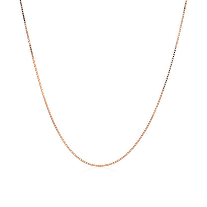 18k Rose Gold Classic Box Chain (0.60 mm)-Teresa&#39;s Fashionista LLC