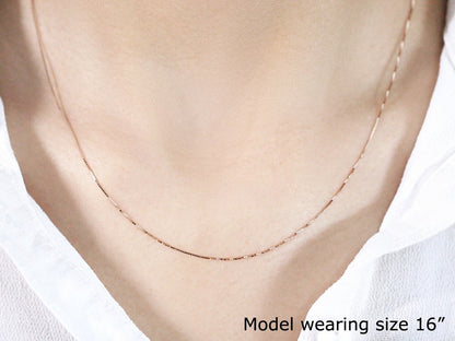 18k Rose Gold Classic Box Chain (0.60 mm)-Teresa&#39;s Fashionista LLC