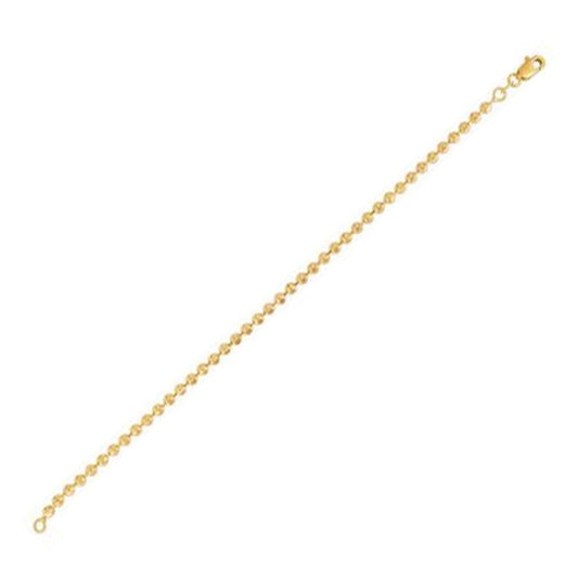 Moon Cut Bead Chain in 14k Yellow Gold (3.00 mm)-Teresa&#39;s Fashionista LLC