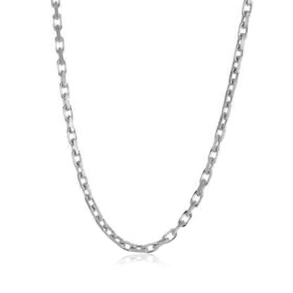 14k White Gold French Cable Link Chain (2.50 mm)-Teresa&#39;s Fashionista LLC