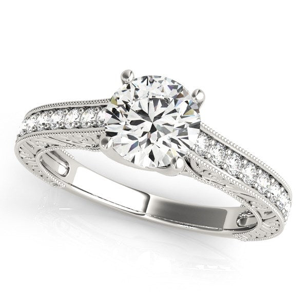 14k White Gold Trellis Antique Style Diamond Engagement Ring (1 1/4 cttw)-Teresa&#39;s Fashionista LLC