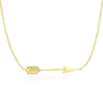 14k Yellow Gold Chain Necklace with Horizontal Arrow Pendant-Teresa&#39;s Fashionista LLC