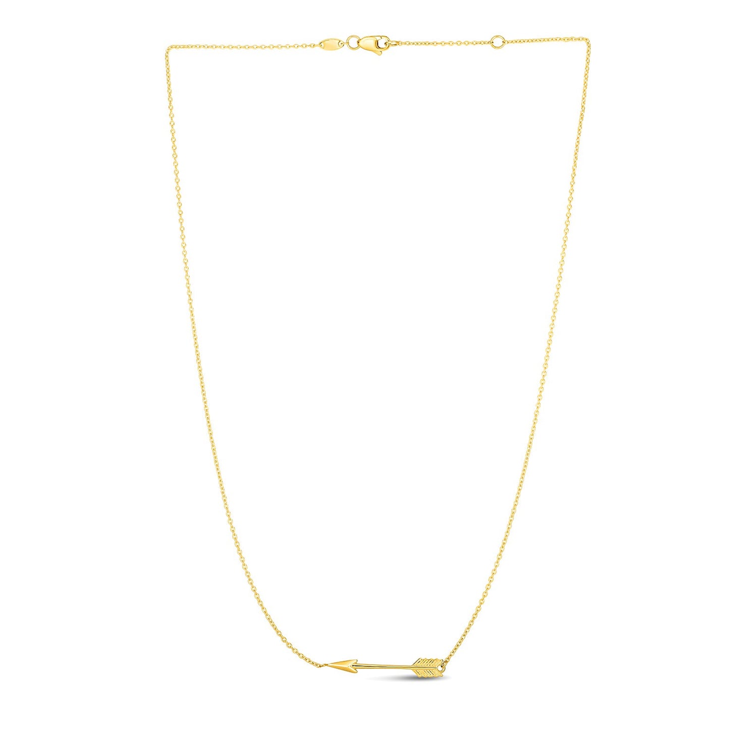 14k Yellow Gold Chain Necklace with Horizontal Arrow Pendant-Teresa&#39;s Fashionista LLC