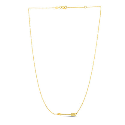 14k Yellow Gold Chain Necklace with Horizontal Arrow Pendant-Teresa&#39;s Fashionista LLC