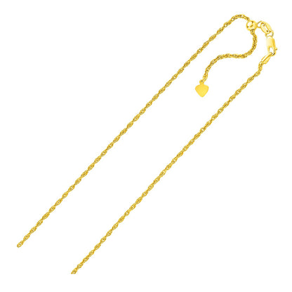 Sterling Silver in Yellow Finish 1.5mm Adjustable Rope Chain (1.50 mm)-Teresa&#39;s Fashionista LLC