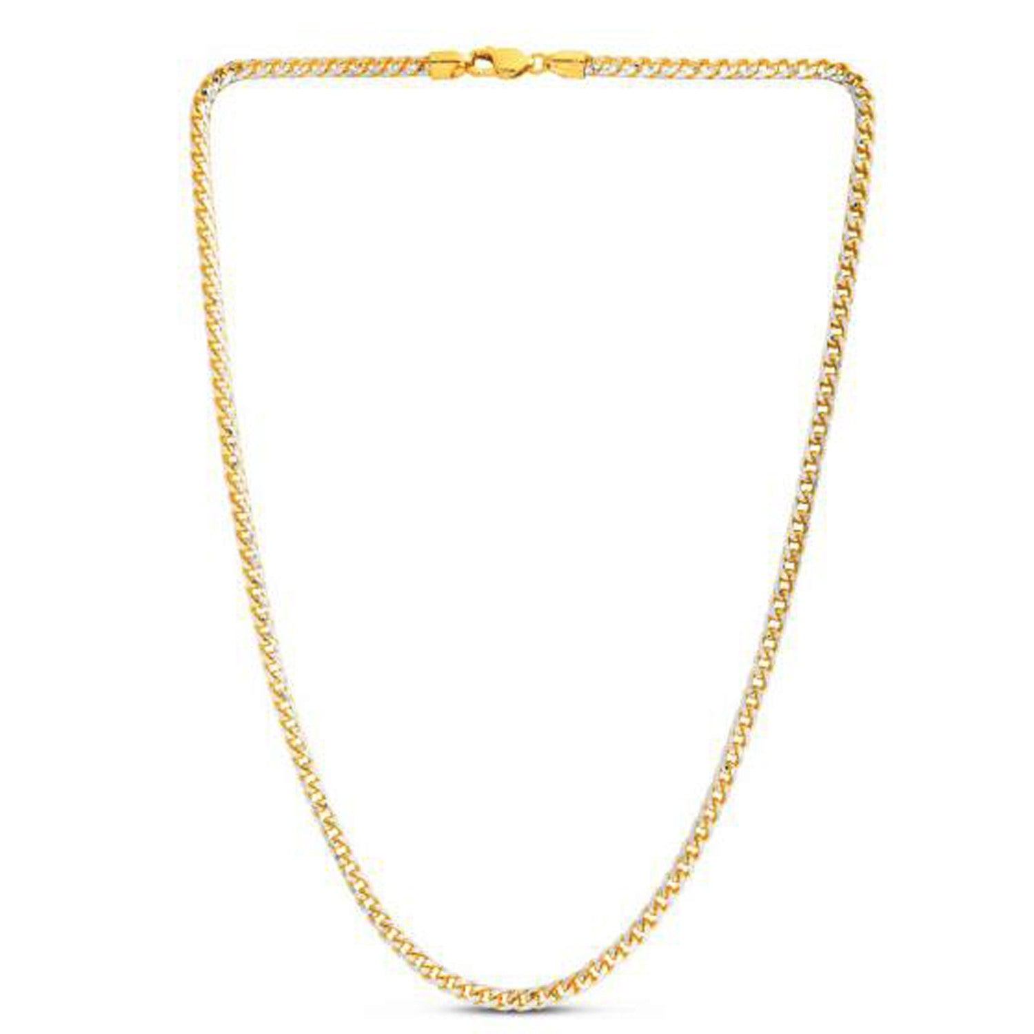 14k Yellow Gold Round Pave Franco Chain (4.00 mm)-Teresa&#39;s Fashionista LLC