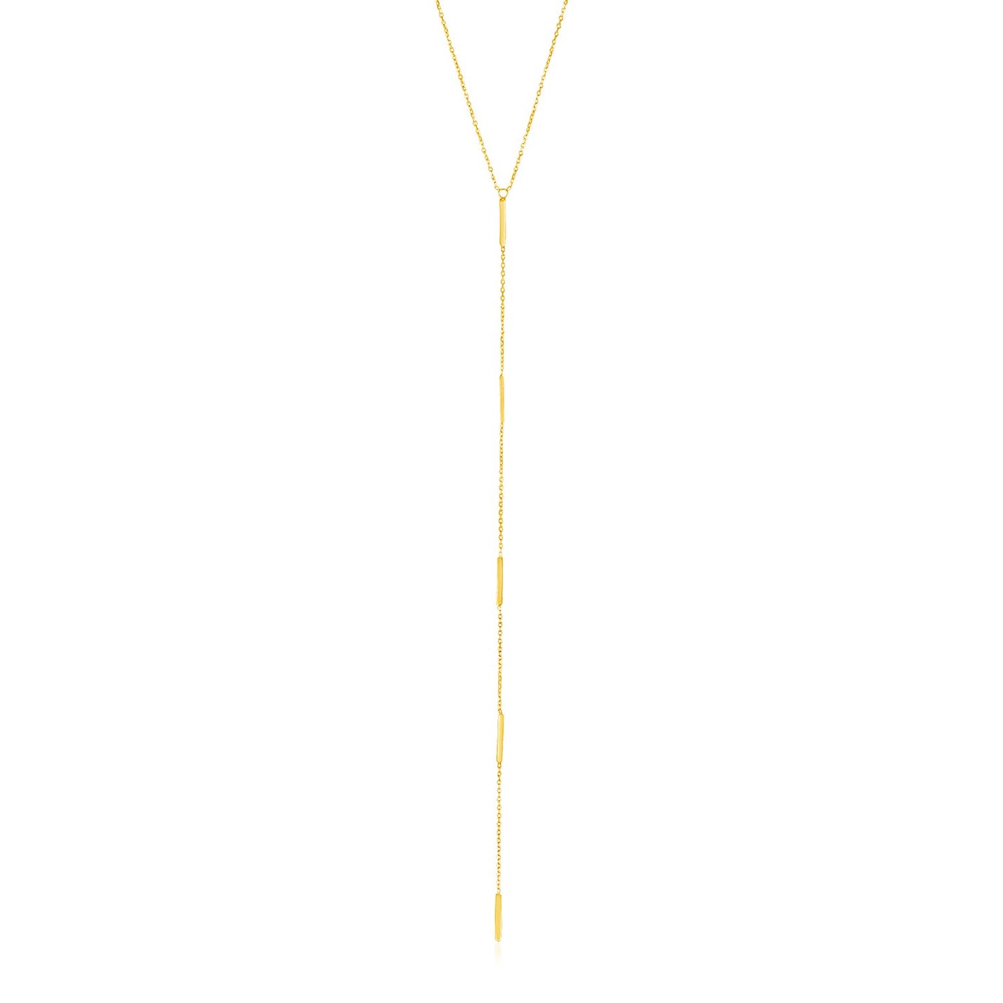 14k Yellow Gold Lariat Necklace with Small Polished Bars-Teresa&#39;s Fashionista LLC