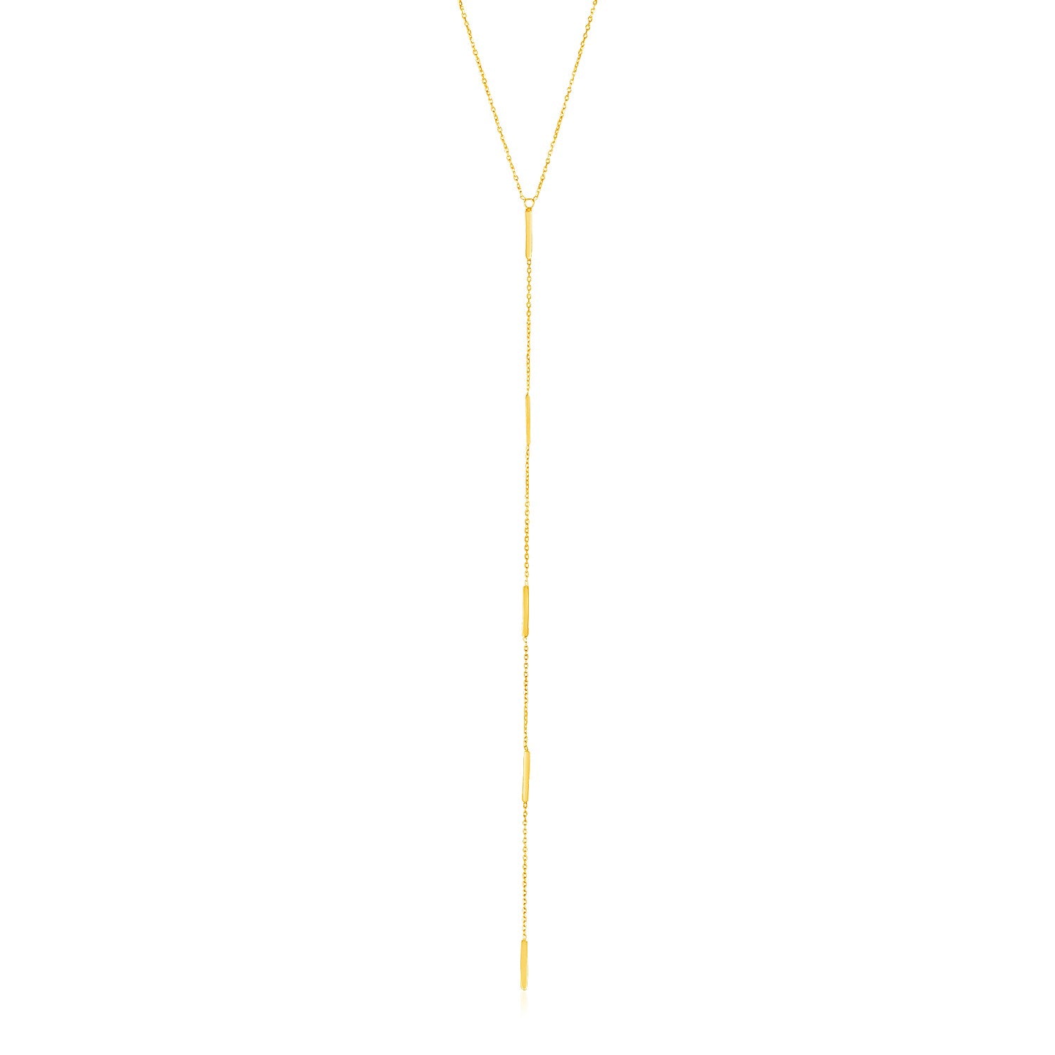 14k Yellow Gold Lariat Necklace with Small Polished Bars-Teresa&#39;s Fashionista LLC