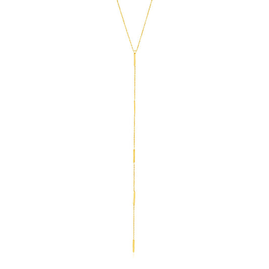 14k Yellow Gold Lariat Necklace with Small Polished Bars-Teresa&#39;s Fashionista LLC