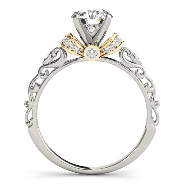 14k White And Yellow Gold Antique Style Diamond Engagement Ring (1 1/8 cttw)-Teresa&#39;s Fashionista LLC