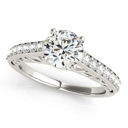 14k White Gold Unique Detailing Diamond Engagement Ring (1 1/3 cttw)-Teresa&#39;s Fashionista LLC