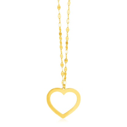 14k Yellow Gold Necklace with Reversible Heart Pendant-Teresa&#39;s Fashionista LLC