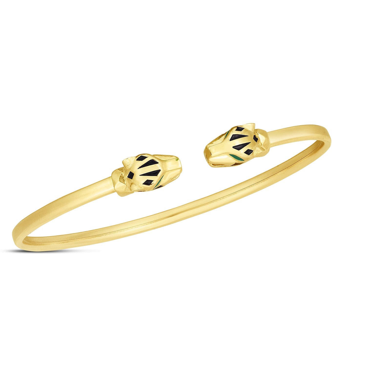 14k Yellow Gold Panther Bangle (3.00 mm)-Teresa&#39;s Fashionista LLC