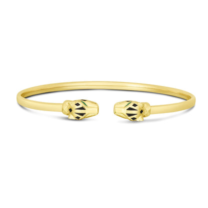 14k Yellow Gold Panther Bangle (3.00 mm)-Teresa&#39;s Fashionista LLC