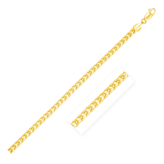 14k Yellow Solid Gold Diamond Cut Round Franco Chain (4.60 mm)-Teresa&#39;s Fashionista LLC