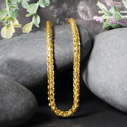 14k Yellow Solid Gold Diamond Cut Round Franco Chain (4.60 mm)-Teresa&#39;s Fashionista LLC