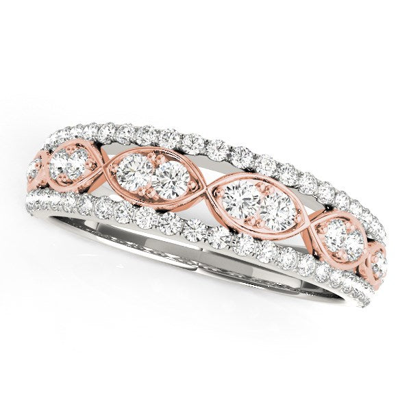 14k White And Rose Gold Doulbe Diamond Infinity Design Band (3/8 cttw)-Teresa&#39;s Fashionista LLC