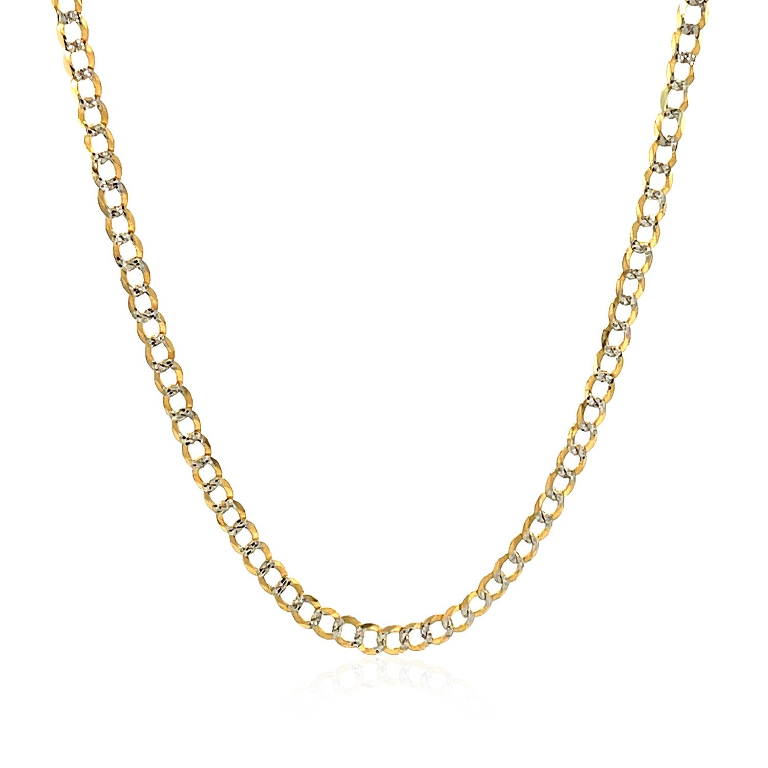 14k Two Tone Gold Pave Curb Chain (2.60 mm)-Teresa&#39;s Fashionista LLC