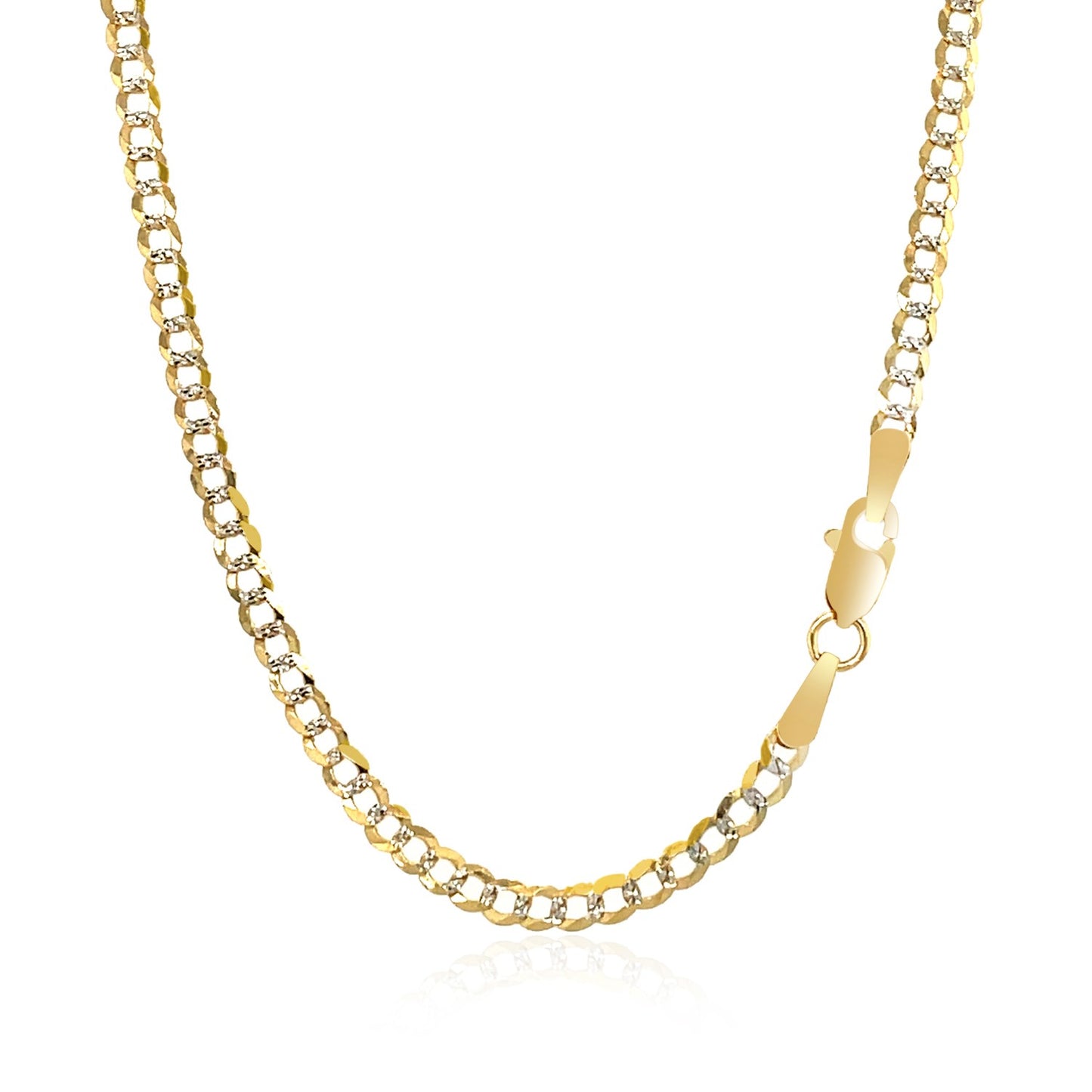 14k Two Tone Gold Pave Curb Chain (2.60 mm)-Teresa&#39;s Fashionista LLC