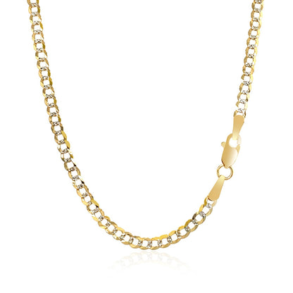 14k Two Tone Gold Pave Curb Chain (2.60 mm)-Teresa&#39;s Fashionista LLC