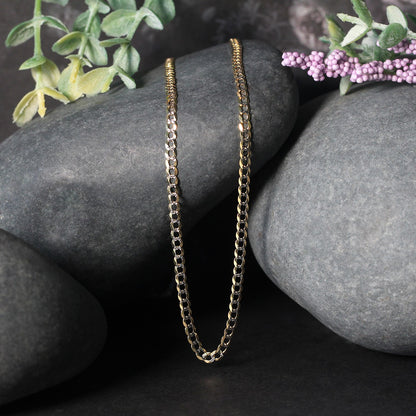 14k Two Tone Gold Pave Curb Chain (2.60 mm)-Teresa&#39;s Fashionista LLC