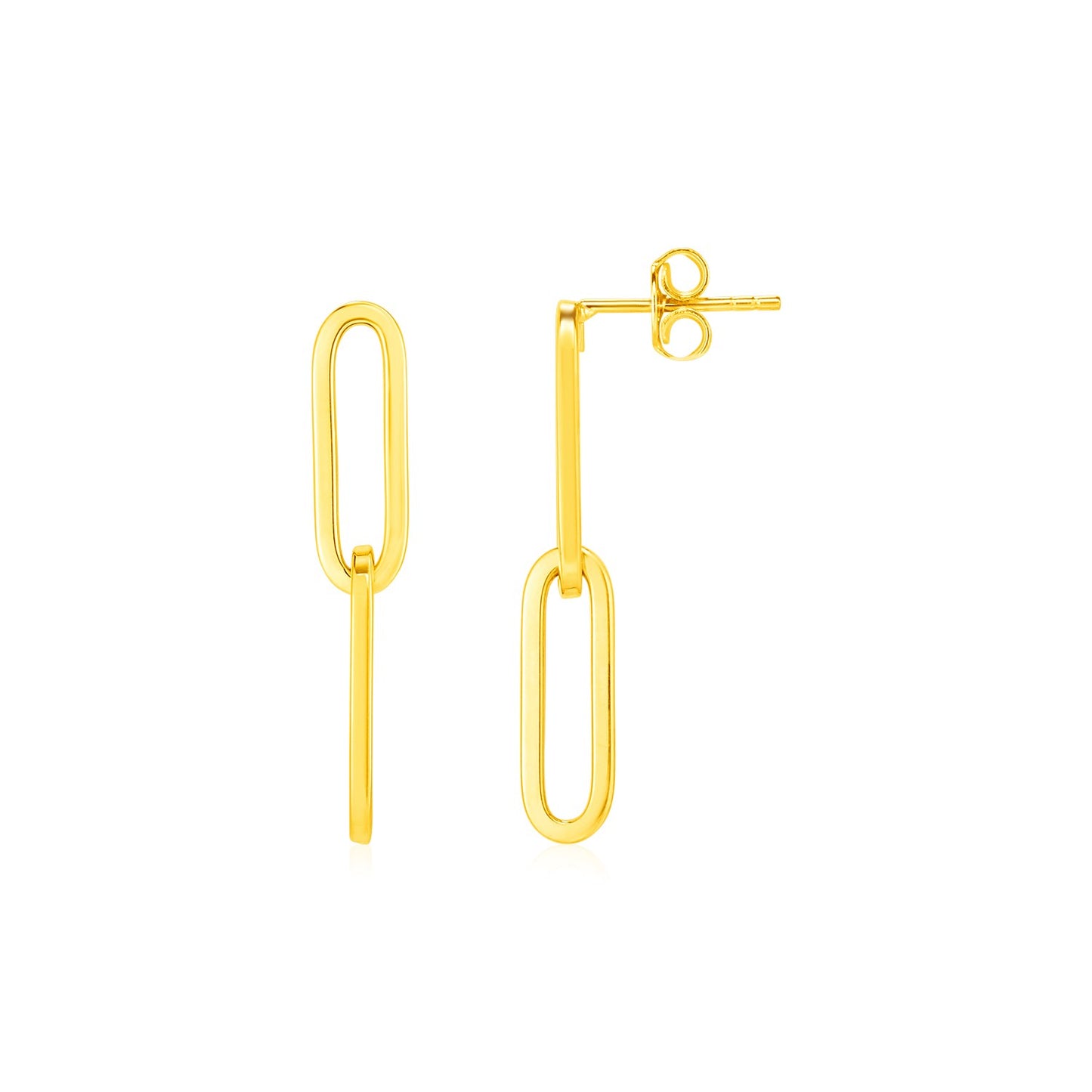 14K Yellow Gold Two Link Paperclip Chain Earrings-Teresa&#39;s Fashionista LLC