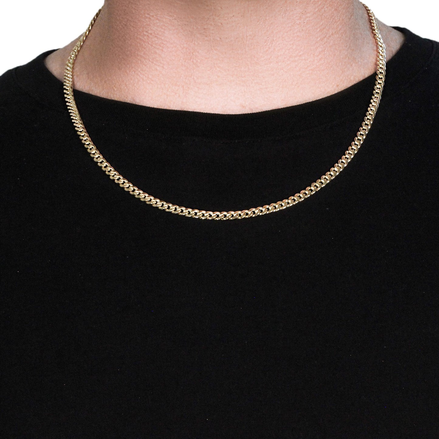 10k Yellow Gold Miami Cuban Semi Solid Chain (4.50 mm)-Teresa&#39;s Fashionista LLC