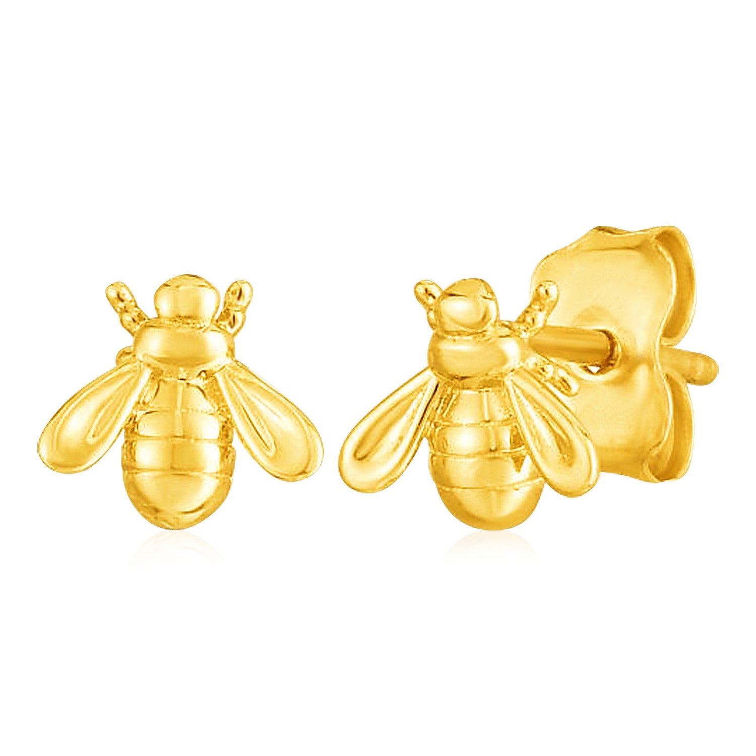 14k Yellow Gold Bee Stud Earrings-Teresa&#39;s Fashionista LLC