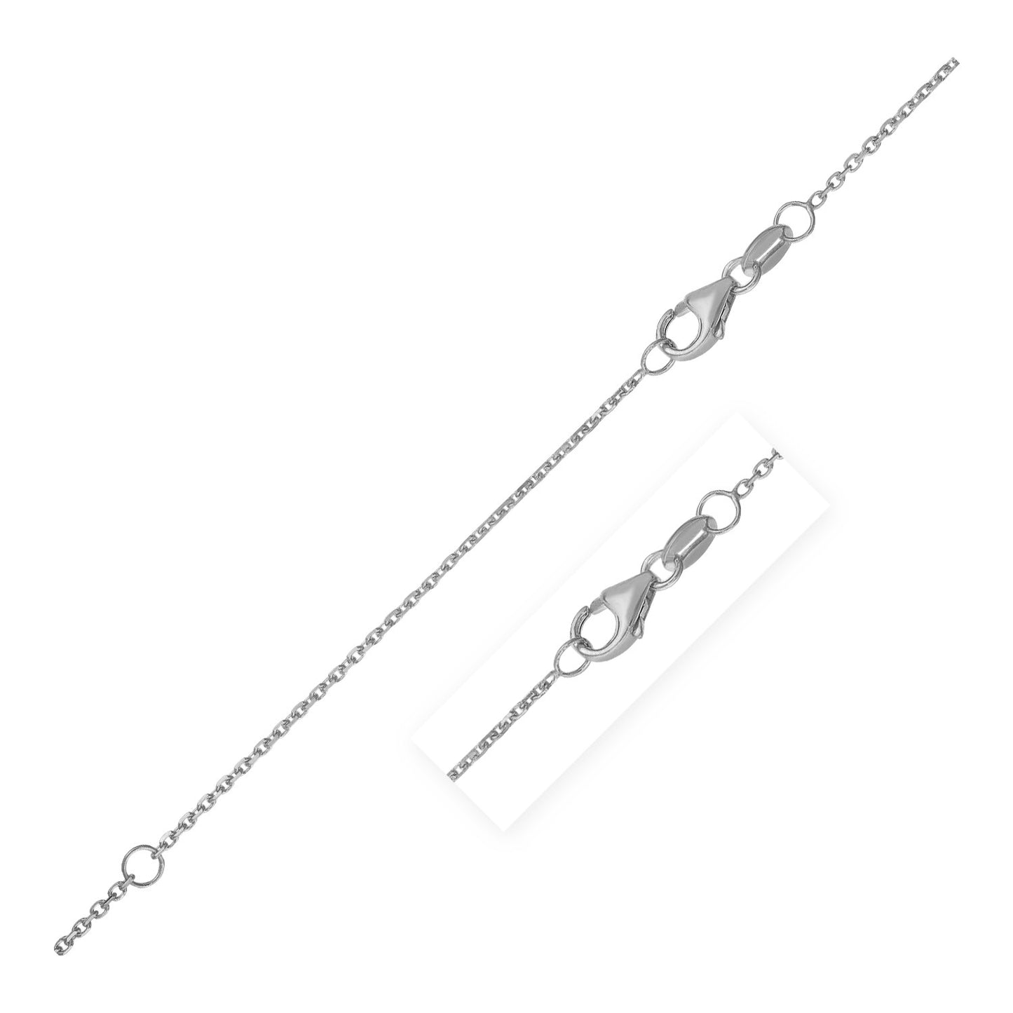 Double Extendable Diamond Cut Cable Chain in White Gold (0.87 mm)-Teresa&#39;s Fashionista LLC