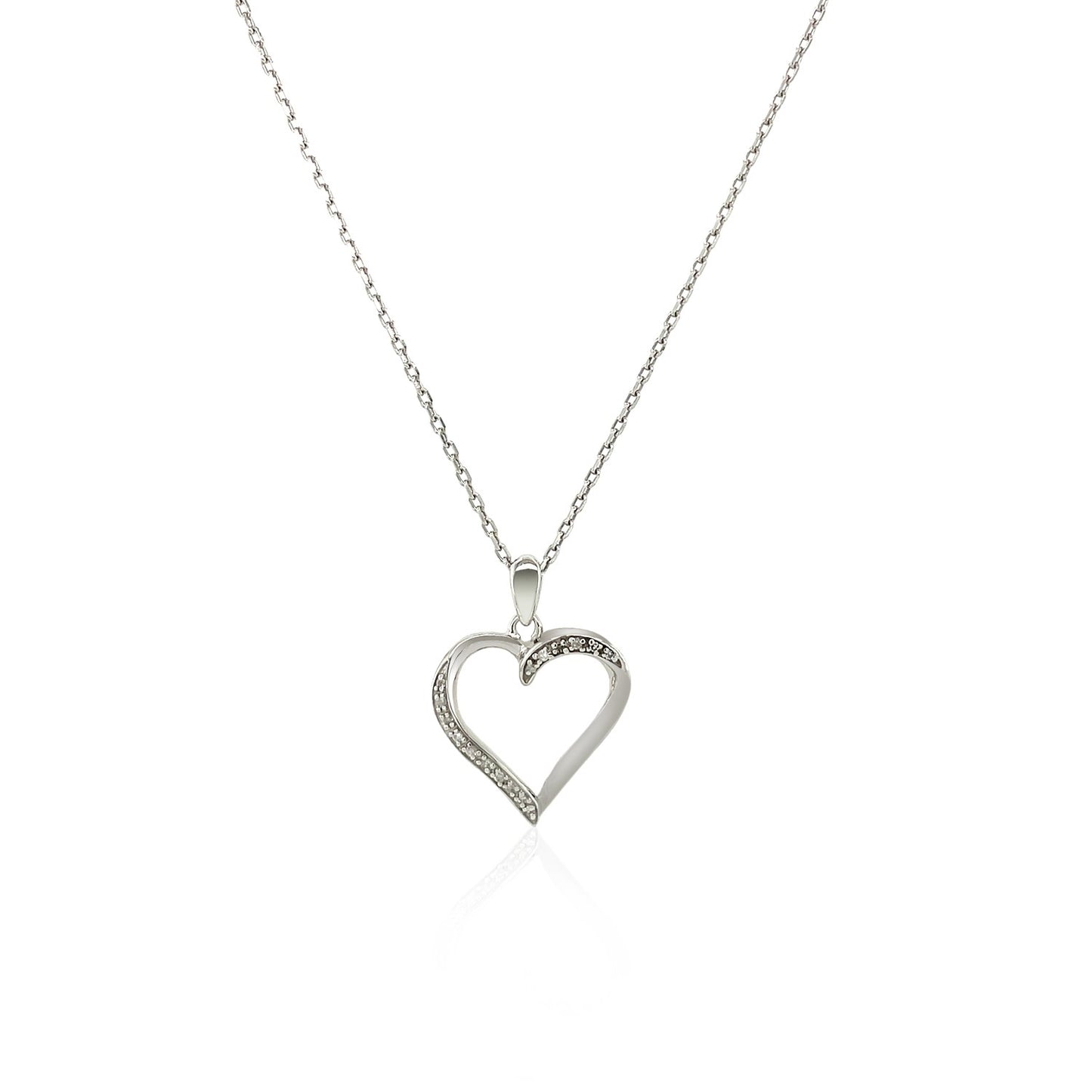 Sterling Silver Twisted Open Heart Diamond Accented Pendant (.04 cttw)-Teresa&#39;s Fashionista LLC