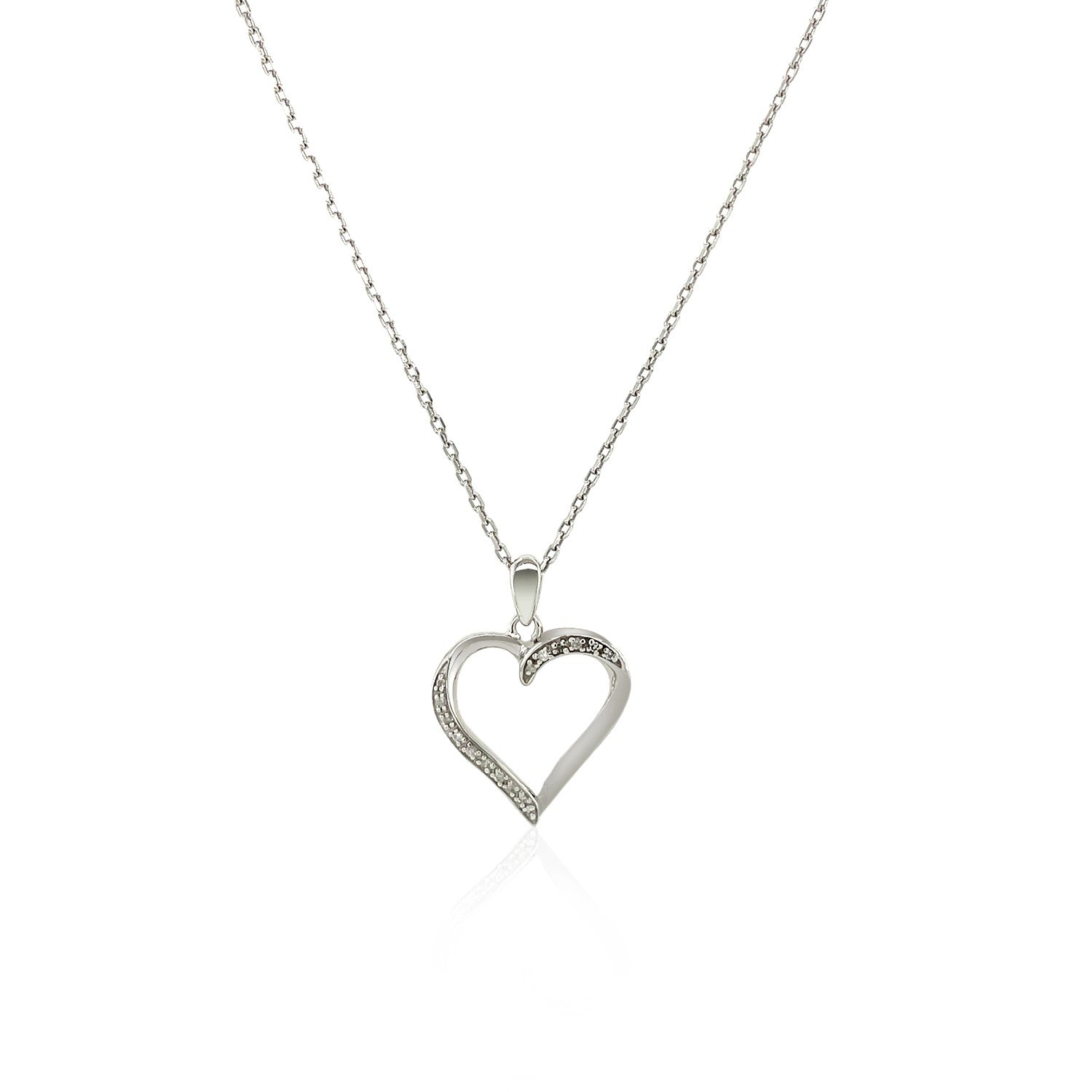 Sterling Silver Twisted Open Heart Diamond Accented Pendant (.04 cttw)-Teresa&#39;s Fashionista LLC