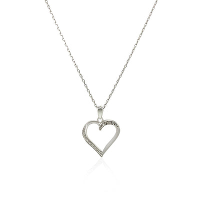 Sterling Silver Twisted Open Heart Diamond Accented Pendant (.04 cttw)-Teresa&#39;s Fashionista LLC