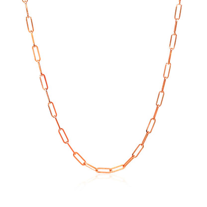 14K Rose Gold Delicate Paperclip Chain (2.10 mm)-Teresa&#39;s Fashionista LLC