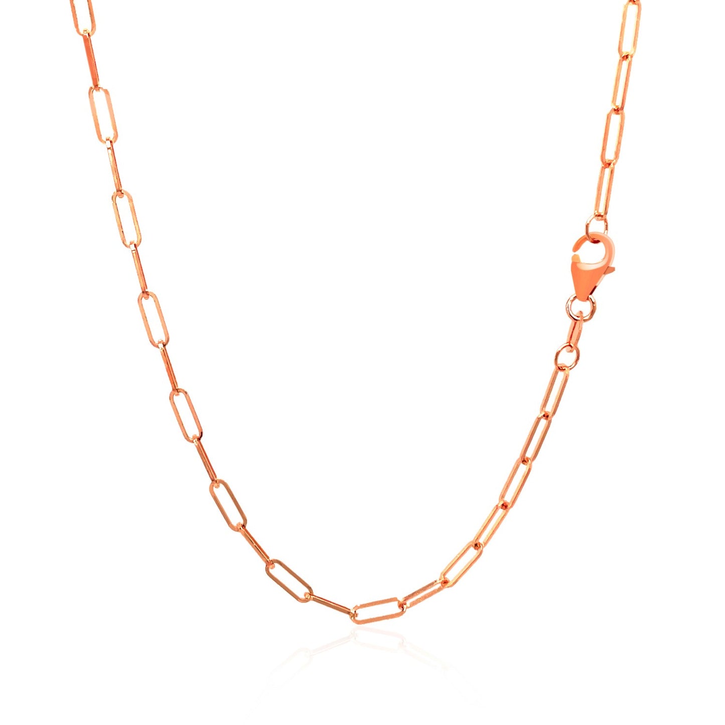 14K Rose Gold Delicate Paperclip Chain (2.10 mm)-Teresa&#39;s Fashionista LLC