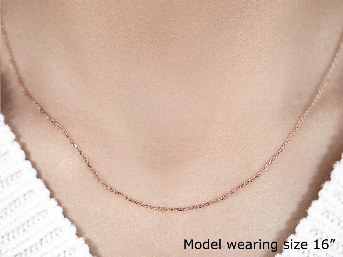 18k Rose Gold Diamond Cut Cable Link Chain (1.10 mm)-Teresa&#39;s Fashionista LLC