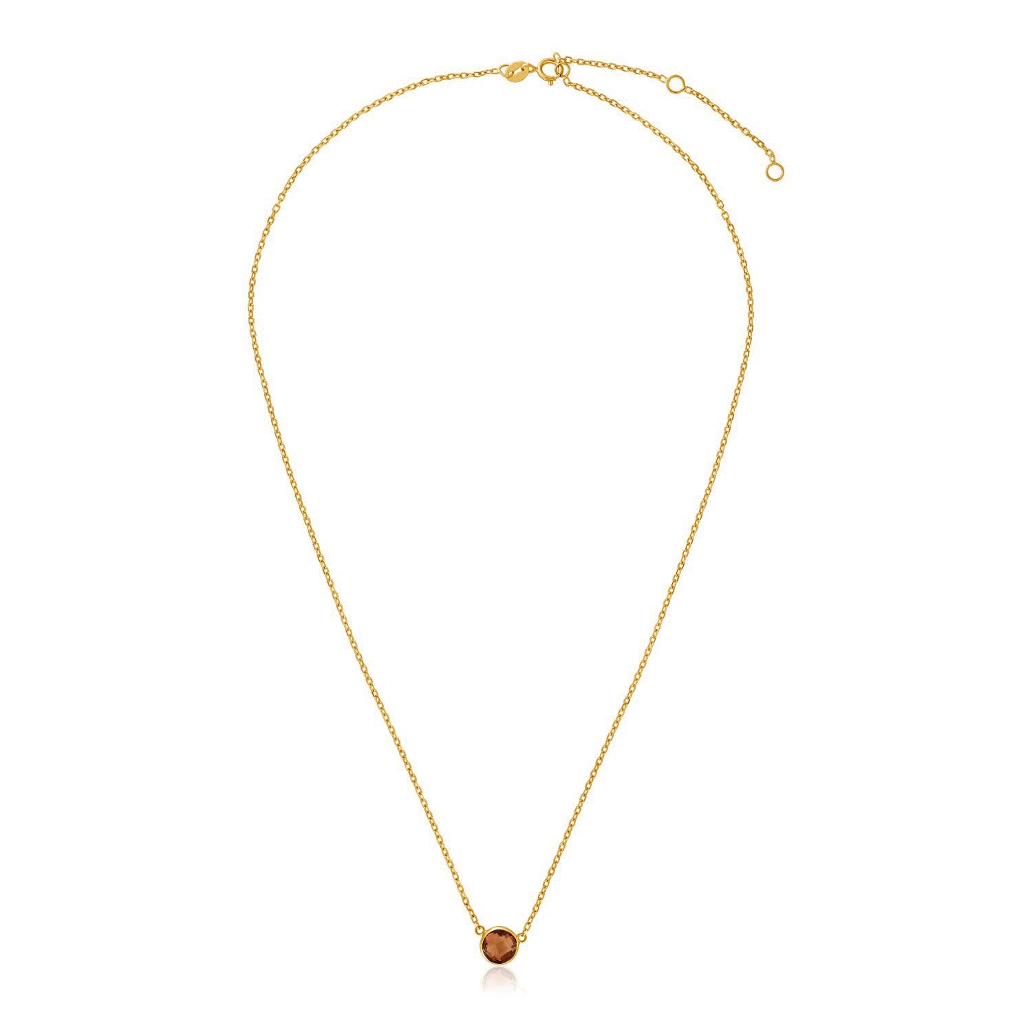 14k Yellow Gold 17 inch Necklace with Round Citrine-Teresa&#39;s Fashionista LLC