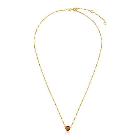 14k Yellow Gold 17 inch Necklace with Round Citrine-Teresa&#39;s Fashionista LLC