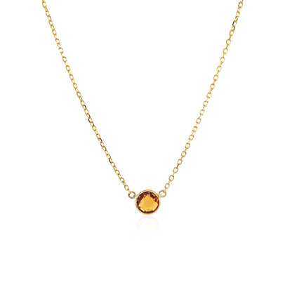 14k Yellow Gold 17 inch Necklace with Round Citrine-Teresa&#39;s Fashionista LLC