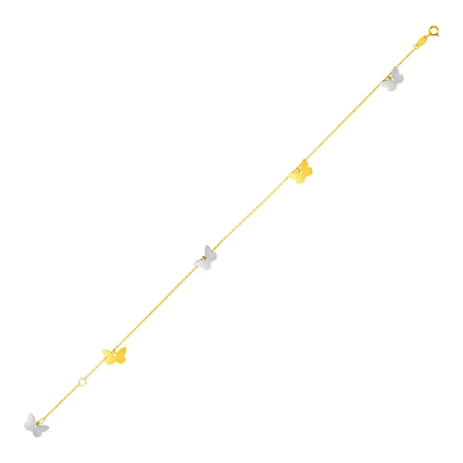 14k Two Tone Gold Anklet with Butterflies-Teresa&#39;s Fashionista LLC